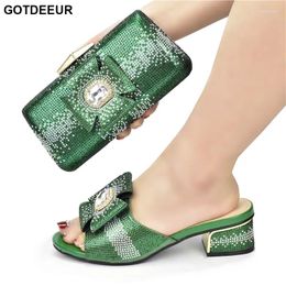Dress Shoes Fashion Low Heels Sexy Ladies And Bag For Party Wedding Nigerian Women With Set Decorated Rhinestone
