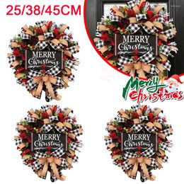 Decorative Flowers 25/38/45CM Christmas Wreath Front Door Snowflake Garland Round Artificial Home Party Navidad Decorations 2024