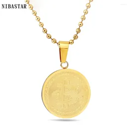 Pendant Necklaces Fashion BTC Necklace Gold Silver Colour Metal Coin For Men Women Classical Jewellery Gift Wholesale