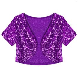 Women's Jackets Womens Shiny Sequin Outwear Cardigan Rave Festival Clubwear Costume Cropped Jacket Coat Glitter Waistcoat Party