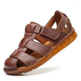 Sandals Summer Genuine Leather Men Leisure Beach Shoes High Quality Non-slip Breathable The Men's