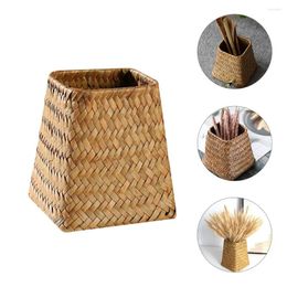 Vases Braided Vase Pen Holder Practical Storage Basket Woven Container Desktop Decoration Brush Seaweed Flower