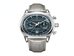 Carl F Watch bucherer dragon flyback chronograph grey blue dial top leather strap quartz male watch gift6610782