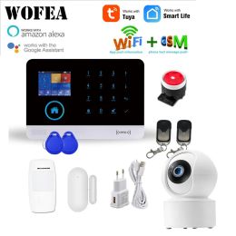 Kits Wireless PG103 Tuya Security Alarm System Kit Smartlife App Control With Ip Camera Auto Dial Motion Detector WIFI Gsm Home Smart