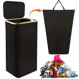 Laundry Bags Collapsible Clothes Hamper With Lid & Inner Bag Storage Basket Oxford Cloth Dirty Organizer Bathroom Accessories