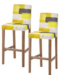 Chair Covers Oil Painting Abstract Geometric Yellow Bar Stool Elastic Short Backrest Seats Protector For Home Dining Room