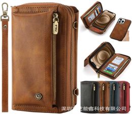 Cell Phone Cases for iPhone 13 12 11 Pro Max Wallet Case Zipper Flip Leather Samsung S22 S216062520