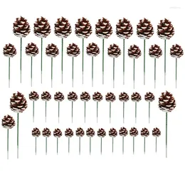 Decorative Flowers 42 Pieces DIY Pine Cone Flower Pick Ornament With Wired Family Gathering Decor