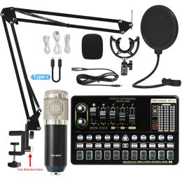 Microphones Professional Condenser Microphone BM 800 Wireless Bluetooth V10 PRO Sound Card for PC Computer Phone Karaoke Live Singing Gaming