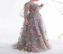 New Women039s Long Sleeves Prom Dresses Trendy Floral Embroidery Aline Evening Dresses Formal Party Gowns Pageant Dress Vestio8581412