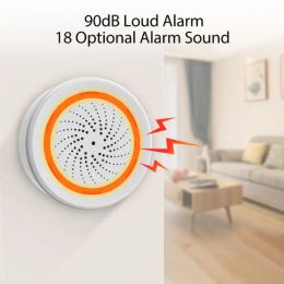 systems Tuya Zigbee Smart Siren Alarm With Temperature And Humidity Sensor 90DB Sound Light Home Security Alarm Works SmartLife APP