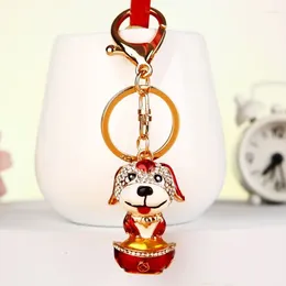 Keychains Lucky Dog Car Keychain Korea Creative Lovely Girl Bag Pendant Metal Key Chain Jewellery