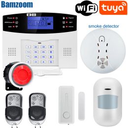 Kits Newest Wireless Wire Home Security Tuya WIFI GSM SIM card EN RU ES Smart Alarm system Tuya APP Remote Control