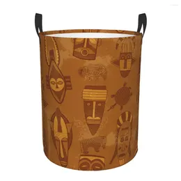 Laundry Bags Dirty Basket Tribal Mask Texture Folding Clothing Storage Bucket Toy Home Waterproof Organiser