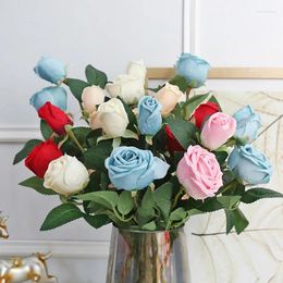 Decorative Flowers Roses Artificial Green Real Touch High Quality Like Natural Home Decoration Wedding Floral Arrangements
