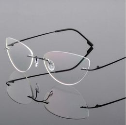 Rimless Glasses Frame Women Titanium Ultralight Eyeglasses Prescription Frameless Cat Eye Screwless Eyewear Myopia Optical Frame 17347729