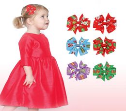 Baby Girls Hair Clip Christmas Barrette Ribbon Bowknot Hairclip Plaid Elk Santa Print Bow Tie Hairpin Xmas Hair Accessory M30398753375