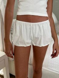 Women's Shorts Lace Trim Box Women Summer Elastic Waist White Simple Casual Sweet Short Pant Cute Y2k Pants Cotton Home Underwear