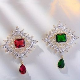 Brooches Elegant Flower Rhinestone Tassel Pins For Women Lady Fashion Boutique Jewelry Accessory