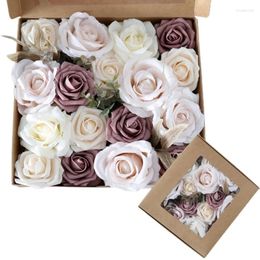 Decorative Flowers Artificial Rose Box Set For DIY Wedding Bouquets Centrepieces Arrangements Party Baby Shower Home Decor