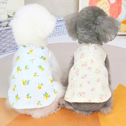 Dog Apparel 2024 Pets Clothes Summer Cat Dress Small Costume Floral Skirt Yorkies Pomeranian Bichon Poodle Clothing