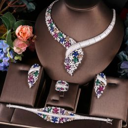 Tools Janekelly 4pcs Bridal Zirconia Full Jewellery Sets for Women Party, Dubai Nigeria Cz Crystal Wedding Jewellery Sets