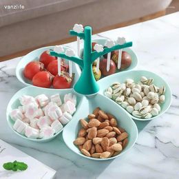 Storage Bottles VANZLIFE Fork Fruit Bowl Sitting Room Pure And Fresh Dried Candy Plate Melon Seed Creative Plum Basket