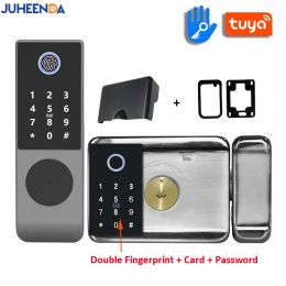 Lock Outdoor Waterproof Tuya Wifi Smart Lock Double Side Fingerprint Digital Code IC Card TTLock App Electronic Gate Iron Door Lock