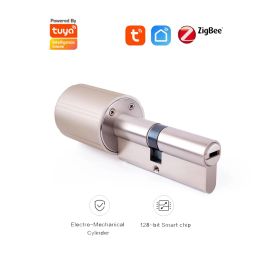 Lock Tuya Smart Lock Cylinder Ekeys Wireless WIFI Zigbee Lock Core Intelligent Encryption Door Lock for EU Lock Smart Home