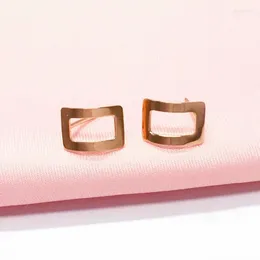 Stud Earrings 585 Purple Gold Glossy Simplicity Earings Plated 14K Rose Geometric Square For Women Fashion Party Jewelry