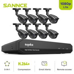 System SANNCE 8CH 1080P Lite Video Security System 5IN1 1080N DVR With 4X 8X 1080P Outdoor Waterproof Surveillance Cameras Kit CCTV Set