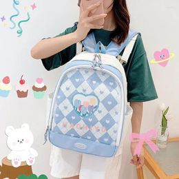 School Bags Kawaii Ita Backpack For Pin Display Women Cute Transparent 15.6 Inch With Clear Window Bag Insert Plate