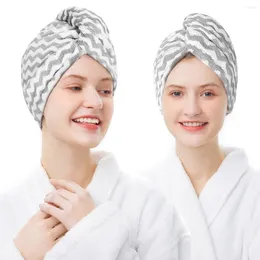 Towel Microfiber Hair Wrap Adjustable Drying Turban With Button Anti Frizz Super Absorbent Quick Stripe Dry Towels
