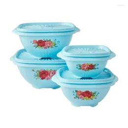 Bowls Woman-8PC BOWL SET SWEET ROMANCE Grey Vajillas De Porcelana Wooden Mixing Plastic Ramen Sunflower Clea