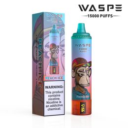 Original WASPE puff 15000 18000 Disposable Vape Pod Device puffs 12K/15K/18K Rechargeable e cigarette smart LCD display screen New arrivals Europe Hot Selling