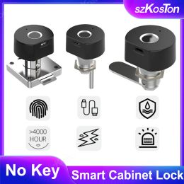 Lock Cabinet Drawer Lock Iron Smart Biometric Fingerprint Lock No Punching USB Charging Antitheft Residential Security Protection