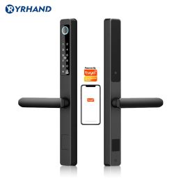 Lock YRHAND A5 Tuya APP Waterproof Smart Fingerprint Password Card Door Lock Aluminium Alloy For Outdoor Pull Push Sliding Door