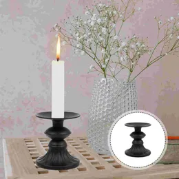 Candle Holders Candlestick Household Holder Tabletop Iron Black Taper Desktop Adornment Vintage Wedding Decor Stable Base Lotus Decorative