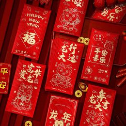 Gift Wrap 6Pcs 2024 Year Of The Dragon Red Packets Chinese Envelopes Money Envelope Blessing