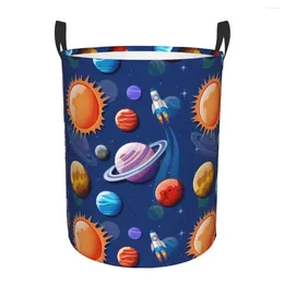 Laundry Bags Waterproof Storage Bag Space Planets Household Dirty Basket Folding Bucket Clothes Toys Organiser