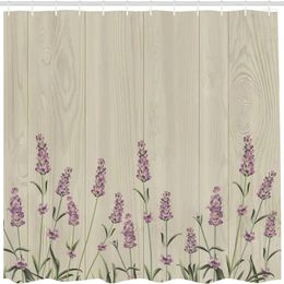 Shower Curtains Fashion Curtain Aromatic Herbs On Lavender Board Natural Botany Illustration Cloth Fabric Bathroom Decoration Belt Hook