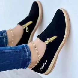 Casual Shoes Large Size Zipper Single Women's 2024 Spring And Autumn Solid Colour Canvas Women Zapatos De Mujer