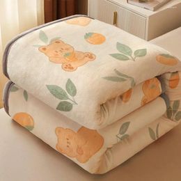 Blankets Winter Warm Plaid Blanket Comfortable Cartoon Bed Cover Solid Colour Office Multifunction Travel