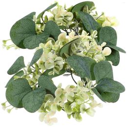 Decorative Flowers 2 Pcs Candlestick Garland Ring Wreath Rings Wreaths For Crafts Christmas Pillars Silk Flower Eucalyptus Small