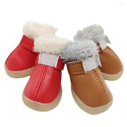 Dog Apparel 4Pcs/Set Winter Pet Shoes For Small Dogs Super Warm Fleece Puppy Waterproof Snow Boots Chihuahua