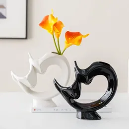 Vases Vase Home Decor Flowers Nordic Ceramic Lovers Human Face Flower Arrangement Dried Decoration Accessories