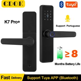 Lock CDOK K7 Pro+ Biometric Fingerprint Smart Door Lock Tuya App Remote Unlocking Keyless Electronic Lock Support for Portuguese