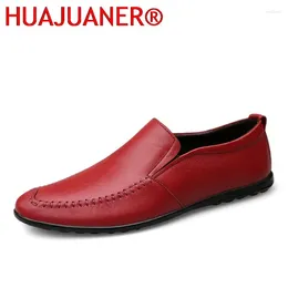 Casual Shoes High Quality Red Loafers Men Genuine Leather Slip On Male Handmade Luxury Designers Flats Light Gents Driving