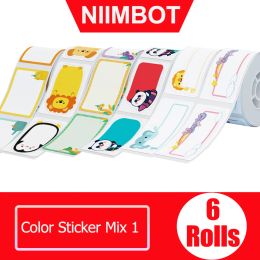 Paper Niimbot 6 Rolls Sticker Rolls For D101 Mini Label Printer WaterProof OilProof Suitable For Child Name Tag Colorful Sticker