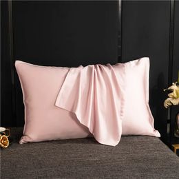 Natural Silk Pillowcase Solid Color Envelope Pillow Case Protect Hair Bedding Sleeping Cover 240325